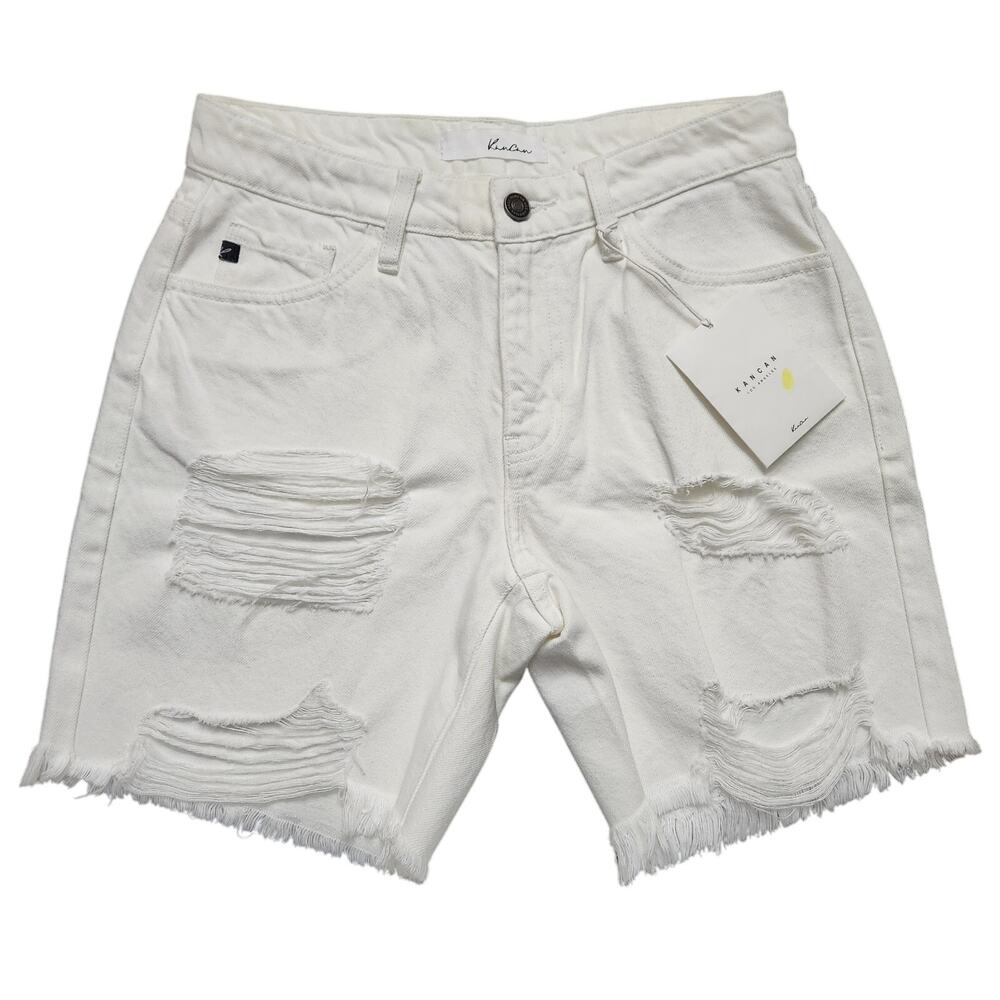 NWT Kancan White Distressed Shorts Size Small